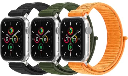3 Pack Bracele Compatible avec Apple Watch 46mm 49mm 44mm 45mm 42mm Nylon Sport Remplacer le Bracelet pour iWatch Series 11 10 9 8 7 6 5 SE 4 3 2 1 Ultra 3/Ultra 2 Homme et Femme