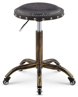 Pianopall på hjul, ståpall for kontor med svart PVC-konstlädersits, höjd 43~59 cm, bärvikt 160 kg(Style#1)