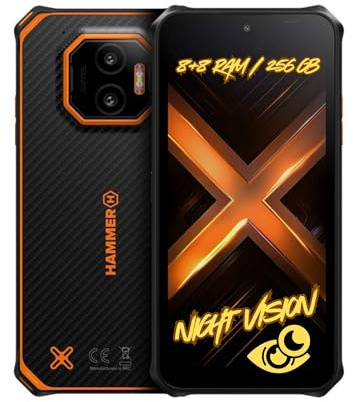 HAMMER Energy X2 5G 16GB/256GB Rugged Smartphone, 5000mAh Battery, 50MP Camera, 6.1 Display, Android 15, 30W Fast Charge, IP69 Waterproof, eSIM, NFC