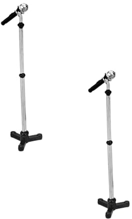 Lot de 2 accessoires miniatures noirs 1/12 pour maison de poupée, microphone en métal avec support, microphone pour maison de poupée, salle d'enregistrement, décoration de studio (5,2 cm x 1,8 cm x