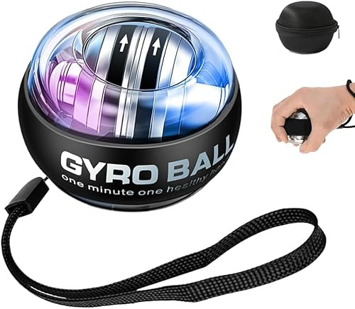 Gyro Ball 2026 Nouveau Modèle - Balle Gyroscope Automatique avec Éclairage LED pour Musculation des Avant-bras et Rééducation du Poignet, Appareil d'Exercice de Force et de Préhension Manuelle