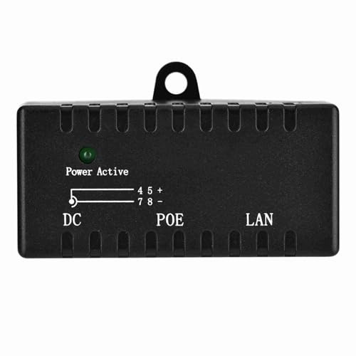 Akozon POE-Splitter-Power-Over-Ethernet-Injektor-Adapter für LAN-Netzwerk, POE-Splitter Power-Over-Ethernet-Injektor-Adapter für IP-Kamera-LAN-Netzwerk, Schwarz (Black)