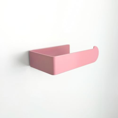 Toilettenpapierhalter Rosa aus Metall selbstklebend, Made in Germany | zum Kleben oder Bohren, Pastellfarbe, hergestellt im Schwabenländle