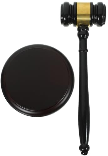 COHEALI Mazo de Juez y Martillo de Subasta de Madera Sólida, 2 Piezas (base Estilo 1 Mazo Estilo 3), Tamaño Compacto Portátil, Accesorios para Abogados y Subastadores, Sonido Fuerte