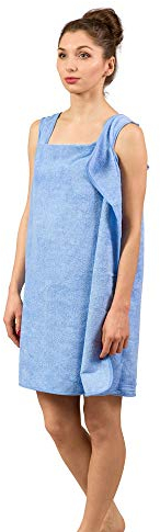 Froster Handtuch Bademantel, Damen Saunakilt, Duschtuch mit Riemen, Armlöcher, Wickel-Badetuch (Blau)