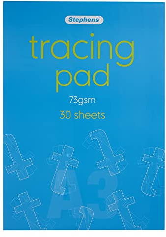 Stephens Tracing Paper Pad A3 Size 73gsm 30 Sheets, Ideal for Copy, Transfer, Tracing Pattern Or Images, Use with Paper, Glass, Metal, Ceramic, Clay, Wood, Excellent Transparency