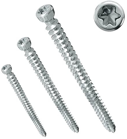 Parco - Viti per telaio finestra, 7,5 x 42 mm, testa cilindrica, Argento