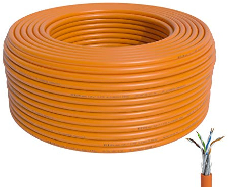 BIGtec CAT 7 Netzwerkkabel Verlegekabel LAN Kabel 300m CAT7 PiMF halogenfrei Zertifiziert GHMT BauPVO Eca POE orange Netzwerk Installationskabel Datenkabel