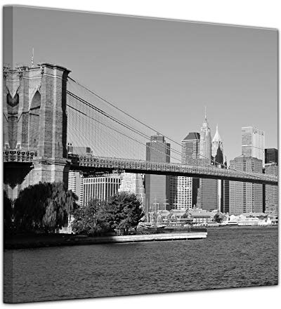 Bilderdepot24 Keilrahmenbild - New York Bridge USA Bild auf Leinwand 80 x 80 cm - Leinwandbilder Bilder als Leinwanddruck Städte & Kulturen Amerika USA Brücke in schwarz weiß