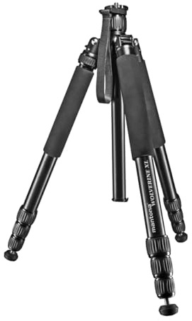 Mantona Wolverine XL Aluminium, sehr stabiles Profi Fotostativ ohne Kugelkopf, mit Einbeinfunktion, Spikes, 2. kurze Mittelsäule für Makro, für Landschafts- Architektur- und Sportfotografie