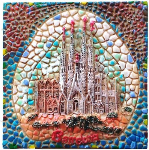 Kühlschrankmagnet im Mosaik-Stil, Sagrada Familia, Kathedrale Barcelona, Spanien, 3D-Kühlschrankmagnet, Tourist Souvenir Geschenk, Zuhause & Küche Dekoration
