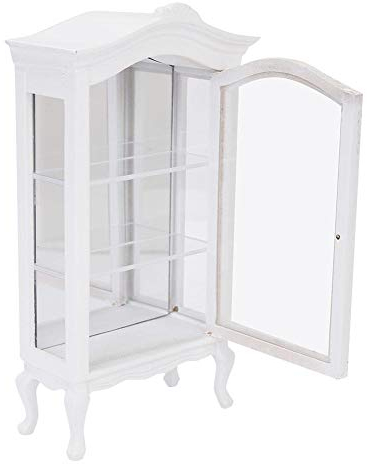 1:12 Miniatur Weiß Europäischen Stil Holz Puppenhaus Drei Schichten Transparente Fenster Dream Schrank Vitrine für Babys