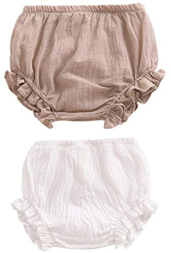 AYIYO - Fundas para pañales unisex para niños pequeños, 2 piezas de pantalones cortos de lino para recién nacidos, niñas y niños, 12-24 meses