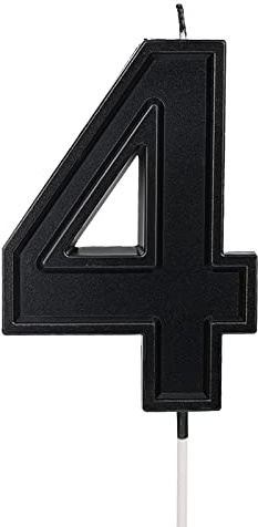 LUTER 3.94 Inches Oversized Birthday Candles Black Birthday Cake Candles Number Candles Cake Topper Decoration for Wedding Party Kids Adults, Number 4