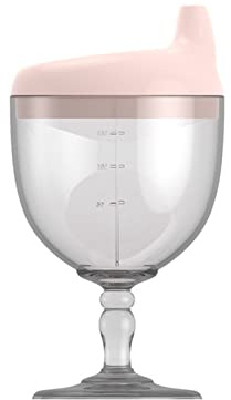 FIYSON Baby-Kunststoff-Becher, Partybecher, 150ml Tasse Trinklernbecher Kunststoff-Weinglas, Getränkebecher, Milchflasche, mit Deckel, Anti-Fall-Milchflasche für den Innenbereich, Baby-Becher (Rosa)