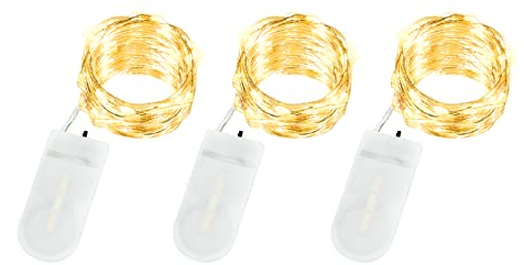 Annefly LED Lichterkette mit Batterie, 2M 20LED Micro wasserdichte Drahtlichterkette Silberdraht Innen für Schlafzimmer Gläser Hochzeit Festival Party Weihnachtsbeleuchtung Deko (Warmweiß 3p)