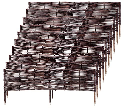 KADAX Palissades en Osier Naturel pour Jardin, Clôtures Décoratives pour Délimiter, Orner et Sublimer Votre Espace Exterieur (100 x 40 cm, Lot de 10)