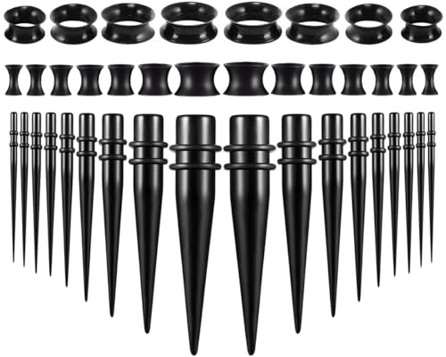 Huacan Lot de 1 à 10 mm - Tunnel en silicone - 3 mm, 4 mm, 5 mm, 6 mm, 8 mm, 10 mm, 12 mm, 14 mm, 16 mm, 18 mm, 20 mm - Tunnels en acrylique - 18, 22, 40, 48 pièces - Pour femmes, hommes et femmes, 3