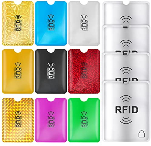 TIESOME 13pcs RFID-Blockierung Hüllen Umschläge (9 Credit Card Holder & 4 Passport Protektoren) Bunte RFID-Kartenhalter Kreditkartenhüllen Set RFID-Identität Kartenschutz für Frauen Männer