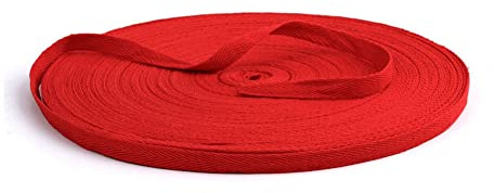 SHTGOI 50m/Roll Baumwolle Gurtband Bunt Fischgrätenmuster Twill Tape Bänder Köperband Nahtband Schrägband Baumwollgewebe für DIY Handwerk Geschenkverpackungen Kleidung Nähzubehör 1cm Rot