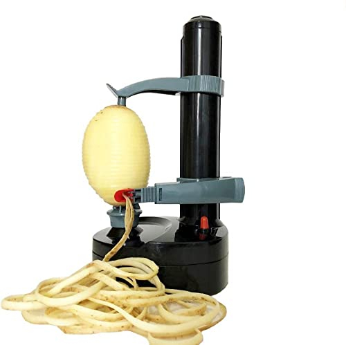 JDF-Pelador eléctrico de Patata para Cocina, pelador de Verduras para calabacín, Zanahoria, Peeler automático de Patata, pelador eléctrico, pelador de Frutas para Manzanas, Naranja-Black