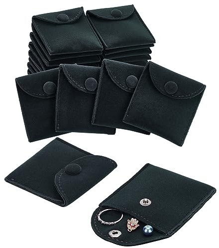 Nbeads 24 bolsa de Joyería de Terciopelo con Botón A Presión, Bolsas de Almacenamiento de Joyería de Terciopelo de Color Gris Pizarra Bolsa de Regalo de Lujo para Regalo de Dulces Y Embalaje de Pulser