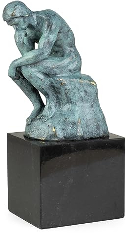 Moritz Bronzefigur Denker Rodin grün Finish Höhe 20 cm 1,95 kg Skulptur Statue Antik-Stil historisch Dekoration Vintage