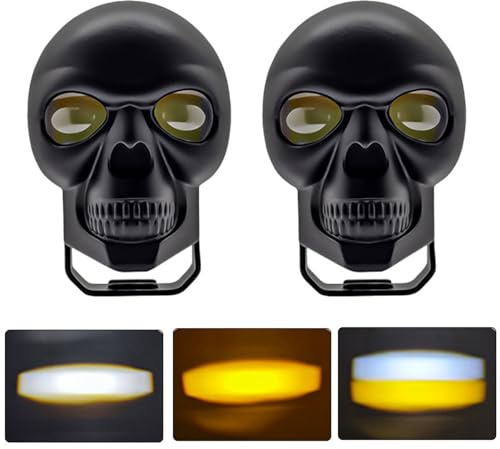 Shkalacar Phare Moto Feux Additionnels LED, Feux antibrouillard LED pour Moto, Barre de lumières en Forme de crâne, phares auxiliaires pour Jeep, Camion Tout-Terrain, ATV, UTV, Bateau