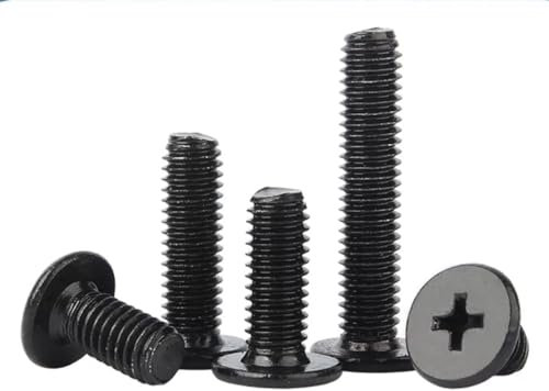 Viti a testa piatta M4 x 4 mm, a croce a forma di H, viti per pancake, testa a croce, viti a testa di wafer, 50 pezzi in acciaio inox galvanizzato, nero
