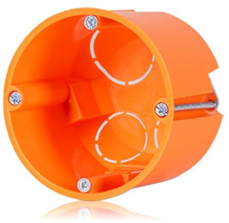 F-tronic 25 Stück Hohlwand Gerätedose E870 orange, Kunststoff, Ø 68mm, 60mm tief, je 2 Rohreinführungen M20/M25