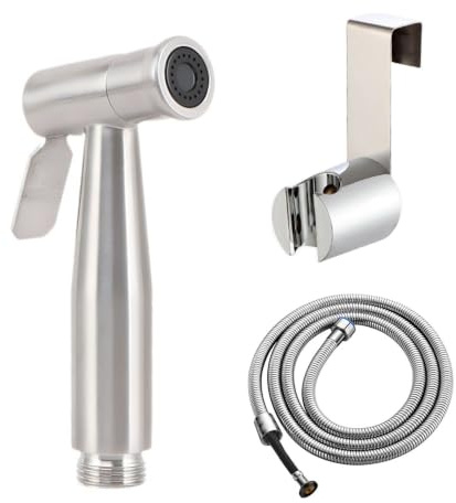 Bidet-Handbrause, Hand gehalten Bidet Sprayer Edelstahl Sprayer mit 150 cm Schlauch und Hakentoilette oder Wandhalterung Bidet WC Aufsatz