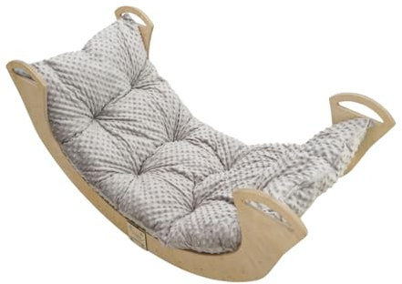 Skyline Kletterbogen mit Kissen Baby Kleinkind Kinder ab 1 Jahr Indoor Klettern Montessori Klettergerüst Holz Wippe Balancewippe Kletterdreieck Kletterwippe Holzwippe Kletterling Holzbogen XL Graue