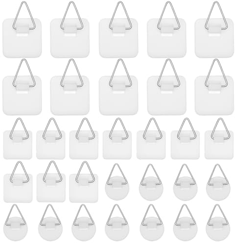 30 Pièces Crochet Adhesif Mural , Accroche Tableau Adhesif Invisibles, Attache Murale sans Percer, Fixation Cadre sans Percer pour Photos Tableaux Art