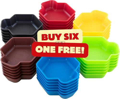 Feldherr 36er Sparpaket Shell - 36 farbige Schälchen für den Brettspiel-Tisch zum Sortieren für Token, Markern, Meeples, Spielzubehör und Kleinteilen