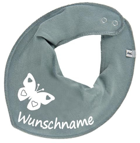 HALSTUCH mit Namen oder Text personalisiert für Baby oder Kind aus Baumwolle in Einheitsgröße Schmetterling