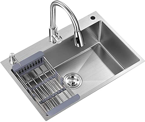 Einzelbecken, 304 Edelstahl, Nano-Waschbecken, integriertes Waschbecken, Restaurant, Badezimmer, Haushalt, Küche, Einzelbecken, Silber, Unterbauwaschbecken (Farbe: Silber, Größe: 72 x 45 cm) (Silber
