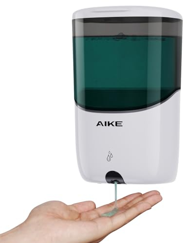 AIKE Seifenspender Automatisch Wandmontage, 650 ml Weißer Seifenspender Wandbefestigung, Flüssigseifenspender für Badezimmer und Küche, Modell AK1216