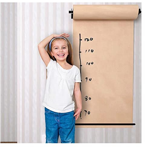 Kinder-Malpapierspender und -Schneider, Wandhalterung für Papierrollen aus Metall für Kinderzimmer/Spielzimmer/Schule, Hausaufgaben-to-Do-Listen (Farbe: Schwarz, Größe: 67 cm/26,3 Zoll breit)