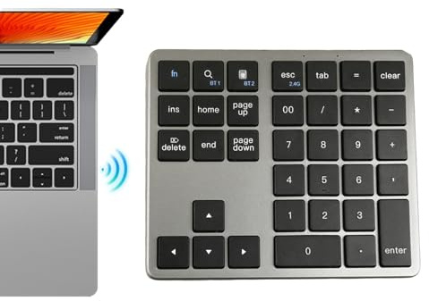 Teksome Tastierino numerico wireless, tastiera numerica piccola | Tastiera numerica per computer a 35 tasti - Utilizza tastierino numerico del computer per la digitazione silenziosa ed effici