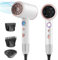 2400W Hairdryer Lightweight Travel Hair Dryer, Hair Dryer Ionic Hairdryers for Women, Blowdryer with Powerful AC Motor Quick Drying, 2 Speed 3 Heat Setting, 1 Diffuser & 2 Concentrator