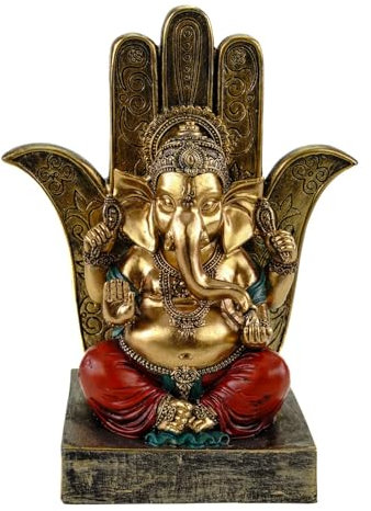 Kremers Schatzkiste Statuetta decorativa Ganesha seduto 18 cm – Figura scultura decorativa statua Shiva Polyresin Buddha Yoga