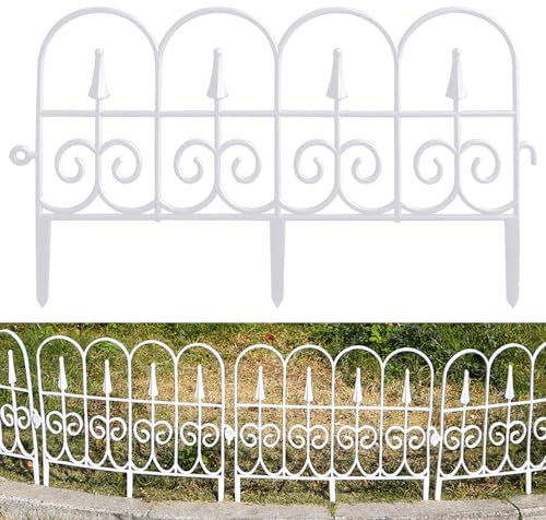 YIWENG Decorative Garden Fence Insert 6 Pack Rustproof Plastic Garden Picket Fence Edging Lawn Flowerbeds Plant Borders Decorative for Yard Landscape Patio