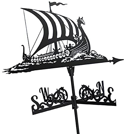Wetterfahne aus Metall in Form eines Wikinger-Schlachtschiffs, Wetterfahne aus Vintage-Piratenschiff, Windrichtungsanzeiger für die Dekoration von Gartendächern und Koppeln im Freien