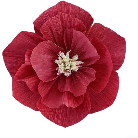 CARMOTTER Personalisierbarer Hintergrund mit plissierten Blumen, zarte 3D-Papierblumen, einfache Montage (25 cm, Weinrot)