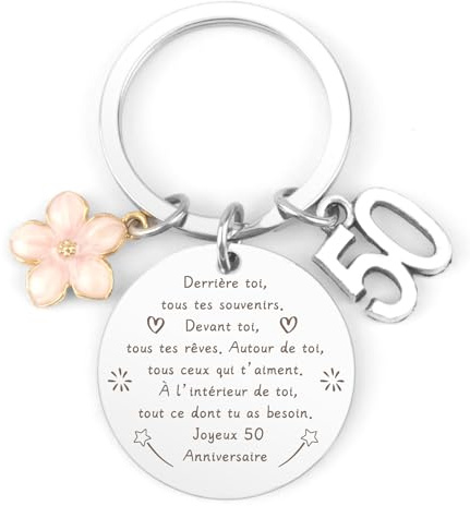 Lerdrtuin Cadeau Femme 50 Ans Cadeau 50 Ans Femme anniversaire Porte Clef Cadeaux Anniversaire Mere Cadeaux Maman