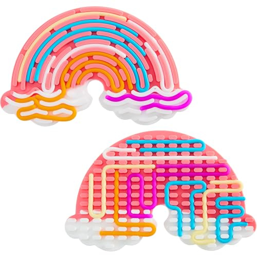 Sensorik Activity Board, Fidget Toy Sensory Play Tray Autismus Spielzeug, with Travel Bag & 12 Strings, Doppelseitiges Sensorisches Spielzeug Activity Board (Regenbogen Cloud)