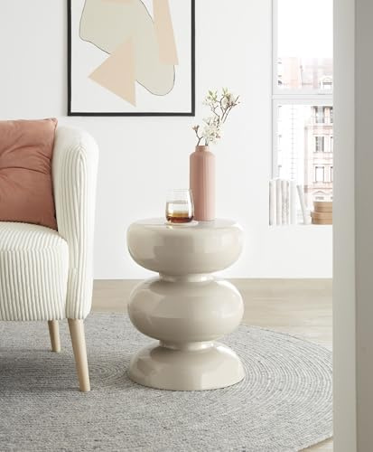 möbelando Beistelltisch >1151< in Creme, Eisen - 46x36cm (HxD)