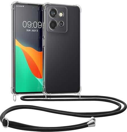 kwmobile Crossbody-fodral kompatibelt med Motorola Edge 50 Neo/ThinkPhone 25 fodral – klart TPU telefonskydd med snodd – svart/transparent