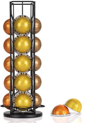 Coffee Capsule Holder Compatible with Vertuo Pods (20pcs),Vertuoline Coffee Capsule Stand Rotating Coffee Pod Holde Black