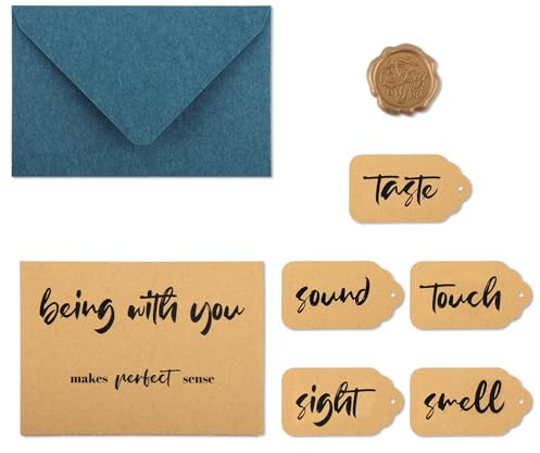 Juego de Tarjetas de Felicitación de Los Cinco Sentidos, Ideas de Regalo de Papel Kraft de Los Cinco Sentidos Te Amo con Todos Mis Sentidos Regalo de Los Cinco Sentidos para Novio